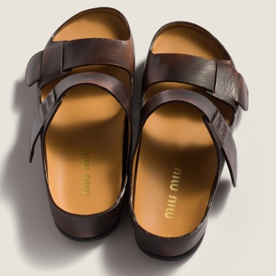 Miu Miu Bleached Leather Sandals Palisander Miu Miu Bleached Leather Sandals Palisander