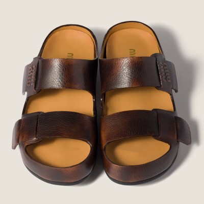 Miu Miu Bleached Leather Sandals Palisander Miu Miu Bleached Leather Sandals Palisander