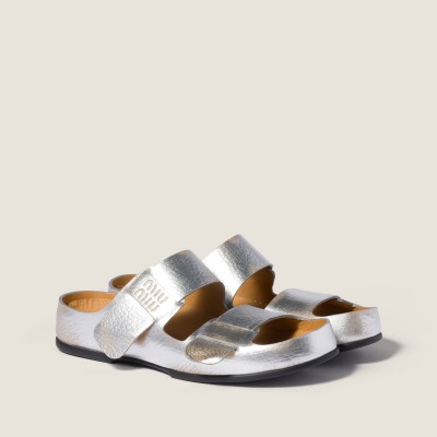 Miu Miu Bleached Leather Sandals Silver Miu Miu Bleached Leather Sandals Silver
