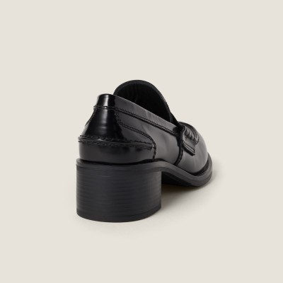Miu Miu Brushed Leather Loafers Black Miu Miu Brushed Leather Loafers Black