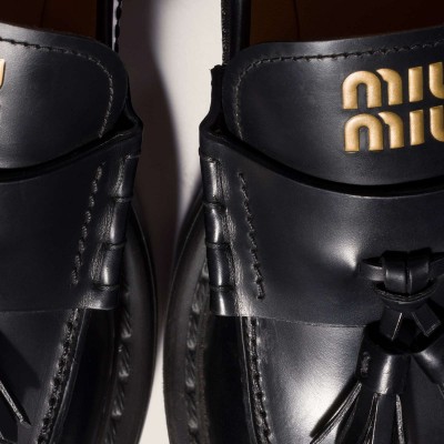 Miu Miu Brushed Leather Loafers Black Miu Miu Brushed Leather Loafers Black