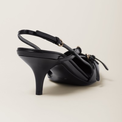 Miu Miu Brushed Leather Slingbacks With Buckles Black Miu Miu Brushed Leather Slingbacks With Buckles Black