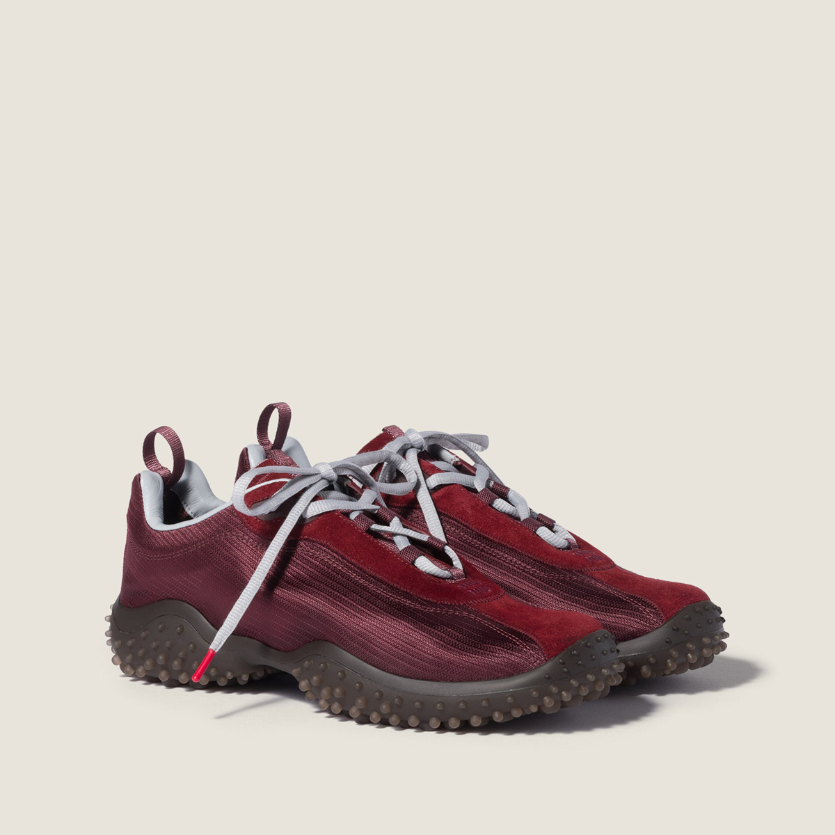 Miu Miu Bubble Technical Fabric And Suede Sneakers Burgundy Miu Miu Bubble Technical Fabric And Suede Sneakers Burgundy