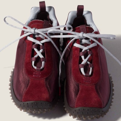 Miu Miu Bubble Technical Fabric And Suede Sneakers Burgundy Miu Miu Bubble Technical Fabric And Suede Sneakers Burgundy