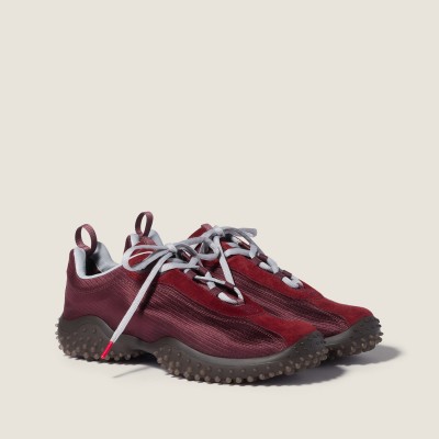 Miu Miu Bubble Technical Fabric And Suede Sneakers Burgundy Miu Miu Bubble Technical Fabric And Suede Sneakers Burgundy