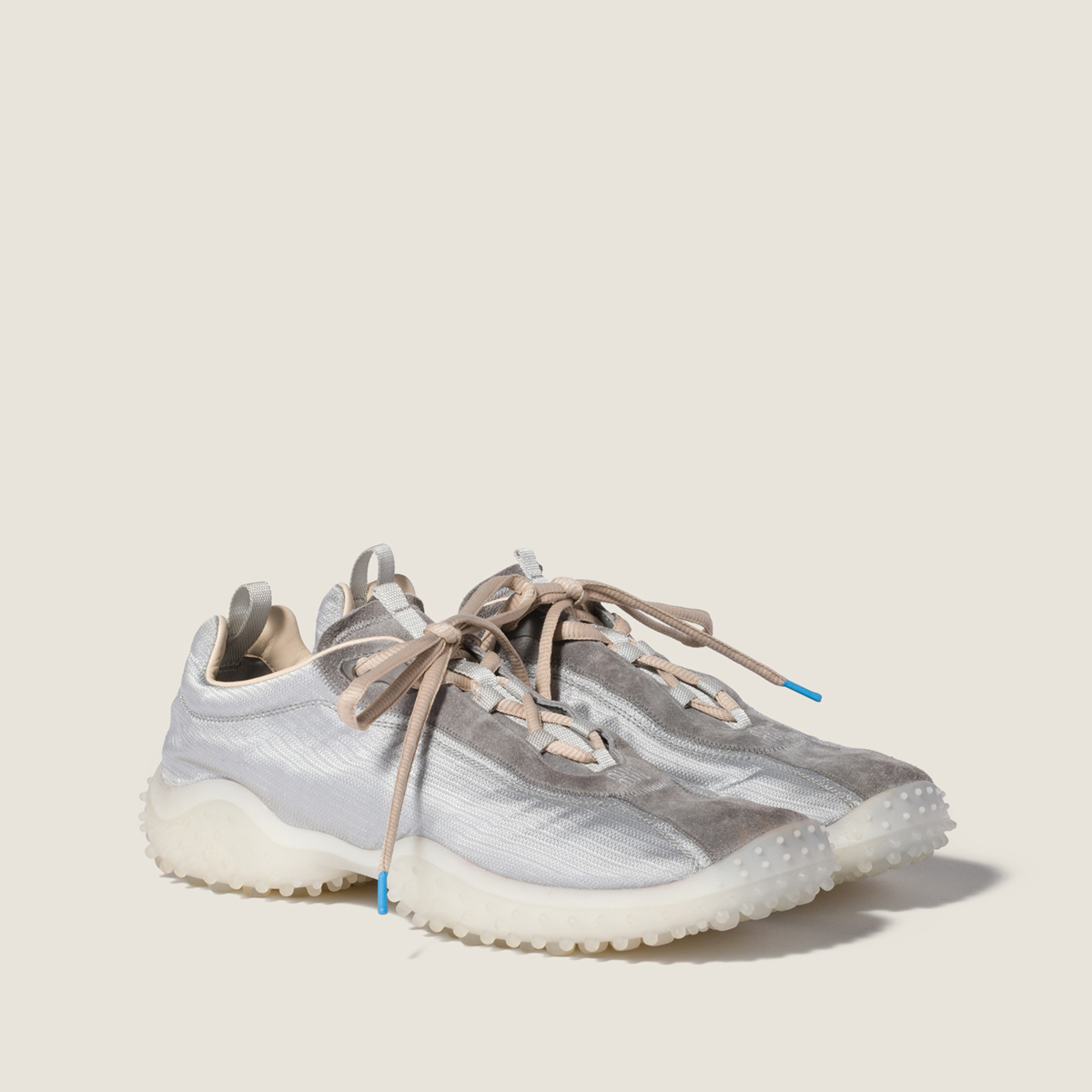 Miu Miu Bubble Technical Fabric And Suede Sneakers Cloudy Gray Miu Miu Bubble Technical Fabric And Suede Sneakers Cloudy Gray