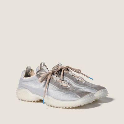 Miu Miu Bubble Technical Fabric And Suede Sneakers Cloudy Gray Miu Miu Bubble Technical Fabric And Suede Sneakers Cloudy Gray