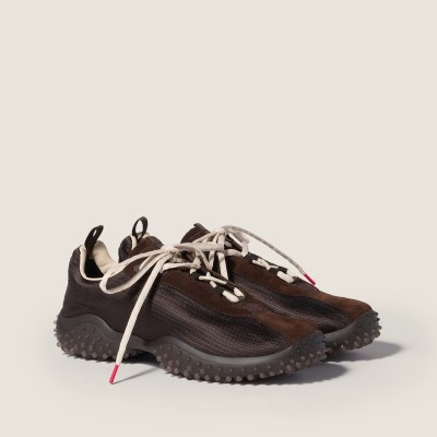 Miu Miu Bubble Technical Fabric And Suede Sneakers Dark Brown Miu Miu Bubble Technical Fabric And Suede Sneakers Dark Brown