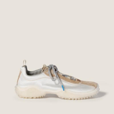 Miu Miu Bubble Technical Fabric And Suede Sneakers Ivory Miu Miu Bubble Technical Fabric And Suede Sneakers Ivory