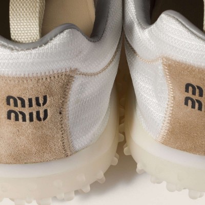 Miu Miu Bubble Technical Fabric And Suede Sneakers Ivory Miu Miu Bubble Technical Fabric And Suede Sneakers Ivory