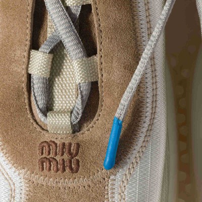 Miu Miu Bubble Technical Fabric And Suede Sneakers Ivory Miu Miu Bubble Technical Fabric And Suede Sneakers Ivory