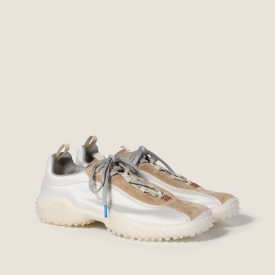 Miu Miu Bubble Technical Fabric And Suede Sneakers Ivory Miu Miu Bubble Technical Fabric And Suede Sneakers Ivory