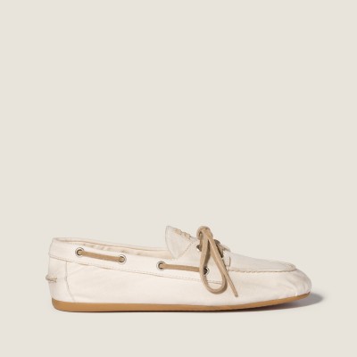 Miu Miu Canvas Deck Shoes Ecru Miu Miu Canvas Deck Shoes Ecru
