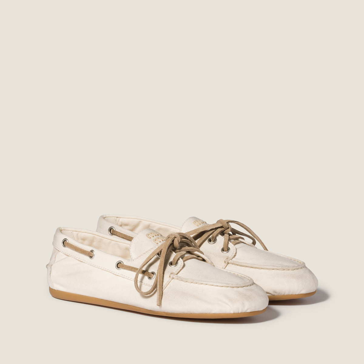 Miu Miu Canvas Deck Shoes Ecru Miu Miu Canvas Deck Shoes Ecru