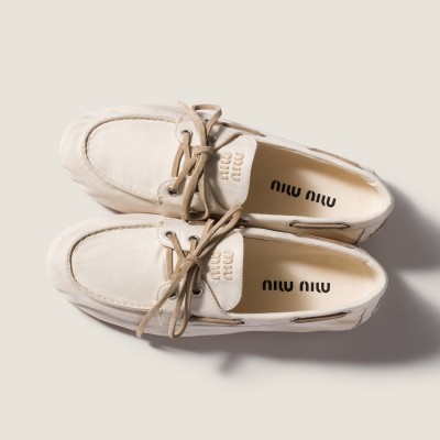 Miu Miu Canvas Deck Shoes Ecru Miu Miu Canvas Deck Shoes Ecru