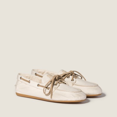 Miu Miu Canvas Deck Shoes Ecru Miu Miu Canvas Deck Shoes Ecru