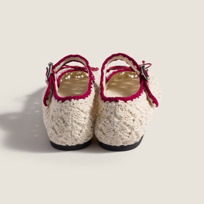 Miu Miu Crochet Ballerinas Ivory Raspberry Miu Miu Crochet Ballerinas Ivory Raspberry
