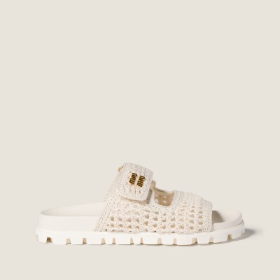 Miu Miu Crochet Sandals Ivory Miu Miu Crochet Sandals Ivory