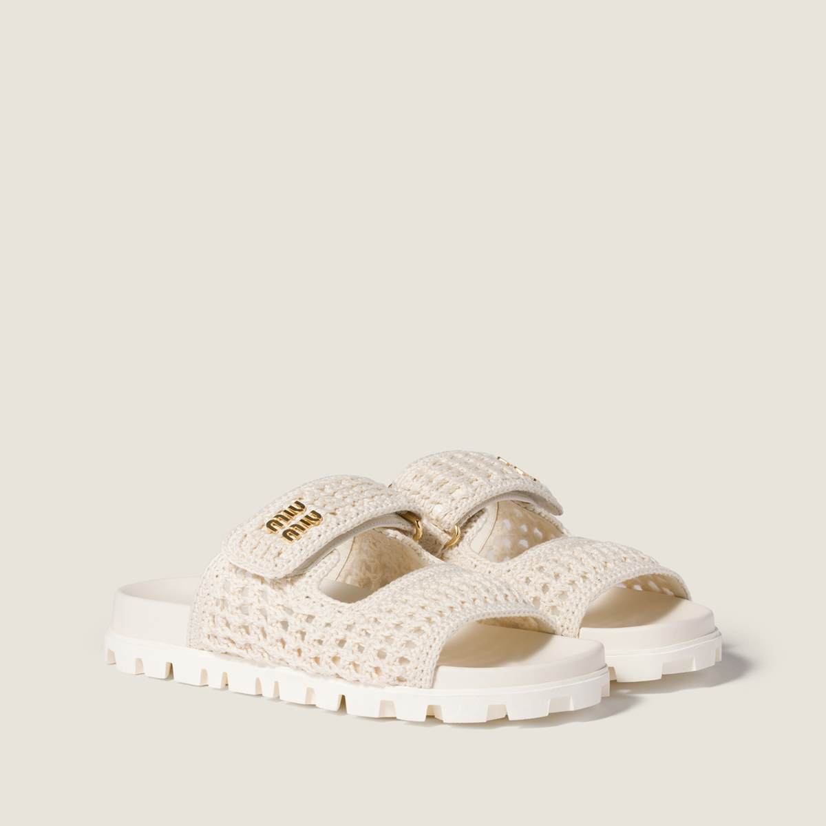 Miu Miu Crochet Sandals Ivory Miu Miu Crochet Sandals Ivory