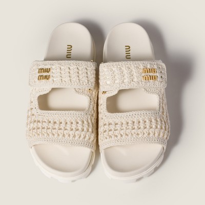 Miu Miu Crochet Sandals Ivory Miu Miu Crochet Sandals Ivory