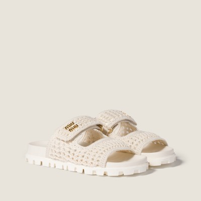 Miu Miu Crochet Sandals Ivory Miu Miu Crochet Sandals Ivory