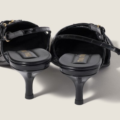 Miu Miu Crocodile Embossed Calfskin Slingback Pumps Black Miu Miu Crocodile Embossed Calfskin Slingback Pumps Black