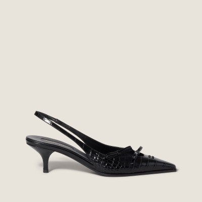 Miu Miu Crocodile Embossed Calfskin Slingback Pumps Black Miu Miu Crocodile Embossed Calfskin Slingback Pumps Black