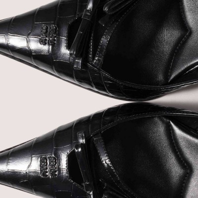 Miu Miu Crocodile Embossed Calfskin Slingback Pumps Black Miu Miu Crocodile Embossed Calfskin Slingback Pumps Black