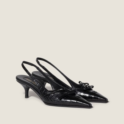 Miu Miu Crocodile Embossed Calfskin Slingback Pumps Black Miu Miu Crocodile Embossed Calfskin Slingback Pumps Black
