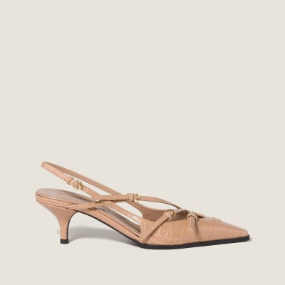 Miu Miu Crocodile Embossed Calfskin Slingback Pumps Cameo Miu Miu Crocodile Embossed Calfskin Slingback Pumps Cameo