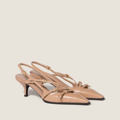 Miu Miu Crocodile Embossed Calfskin Slingback Pumps Cameo Miu Miu Crocodile Embossed Calfskin Slingback Pumps Cameo