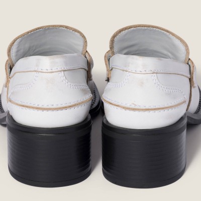 Miu Miu Deco Calf Leather Loafers White Miu Miu Deco Calf Leather Loafers White