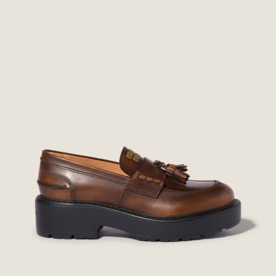 Miu Miu Deco' Leather Loafers Sienna Miu Miu Deco' Leather Loafers Sienna