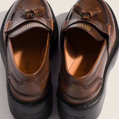 Miu Miu Deco' Leather Loafers Sienna Miu Miu Deco' Leather Loafers Sienna