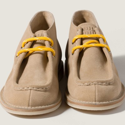 Miu Miu Delave Suede Desert Boots Ecru