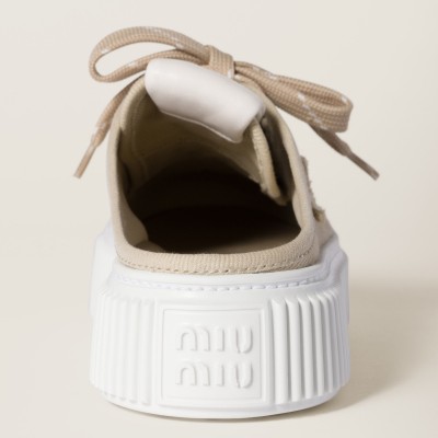 Miu Miu Denim Sneaker Mules Beige Miu Miu Denim Sneaker Mules Beige