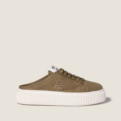 Miu Miu Denim Sneaker Mules Selva Green Miu Miu Denim Sneaker Mules Selva Green