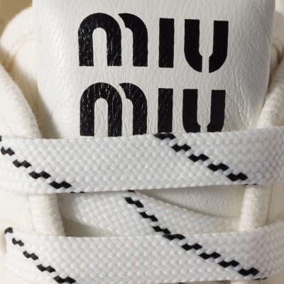 Miu Miu Denim Sneakers With Logo Ivory Miu Miu Denim Sneakers With Logo Ivory