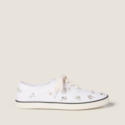 Miu Miu Embroidered Drill Sneakers White Miu Miu Embroidered Drill Sneakers White