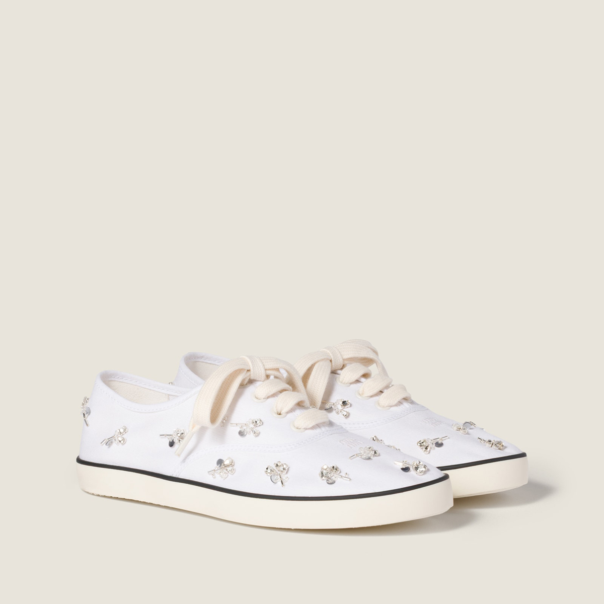 Miu Miu Embroidered Drill Sneakers White Miu Miu Embroidered Drill Sneakers White