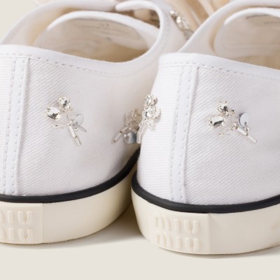 Miu Miu Embroidered Drill Sneakers White Miu Miu Embroidered Drill Sneakers White