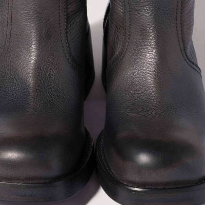 Miu Miu Embroidered Leather Boots Anthracite Gray Miu Miu Embroidered Leather Boots Anthracite Gray