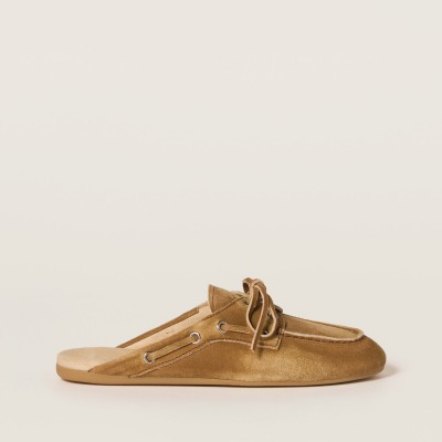 Miu Miu Faded Suede Deck Mules Cinnamon Miu Miu Faded Suede Deck Mules Cinnamon