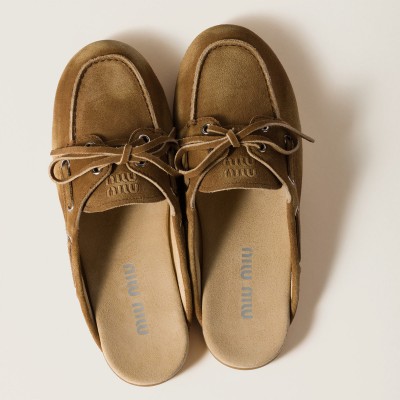 Miu Miu Faded Suede Deck Mules Cinnamon Miu Miu Faded Suede Deck Mules Cinnamon