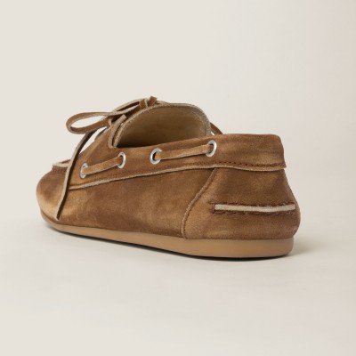 Miu Miu Faded Suede Deck Shoes Cinnamon Miu Miu Faded Suede Deck Shoes Cinnamon