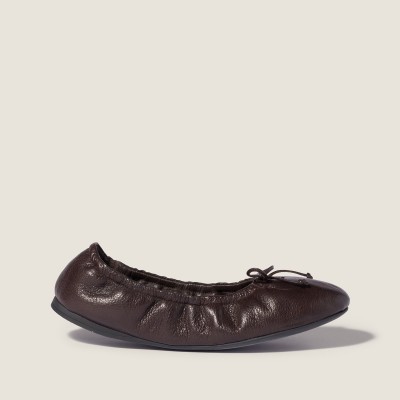 Miu Miu Foldable Leather Ballerinas Dark Brown Miu Miu Foldable Leather Ballerinas Dark Brown