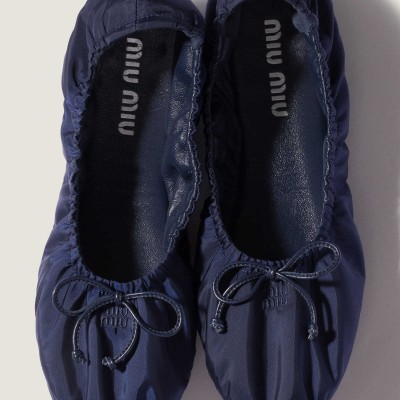 Miu Miu Foldable Technical Fabric Ballerinas Cobalt Blue Miu Miu Foldable Technical Fabric Ballerinas Cobalt Blue