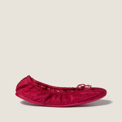 Miu Miu Foldable Technical Fabric Ballerinas Ruby Red