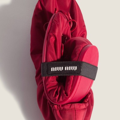 Miu Miu Foldable Technical Fabric Ballerinas Ruby Red