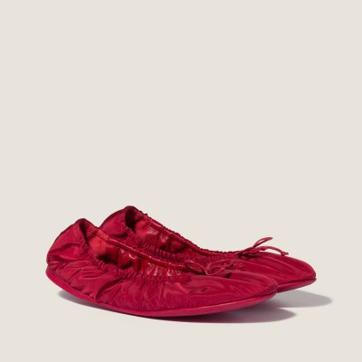 Miu Miu Foldable Technical Fabric Ballerinas Ruby Red Miu Miu Foldable Technical Fabric Ballerinas Ruby Red